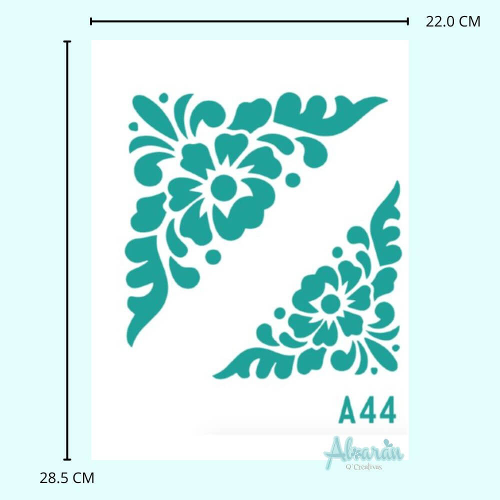 STENCIL ESQUINEROS FLORES A44