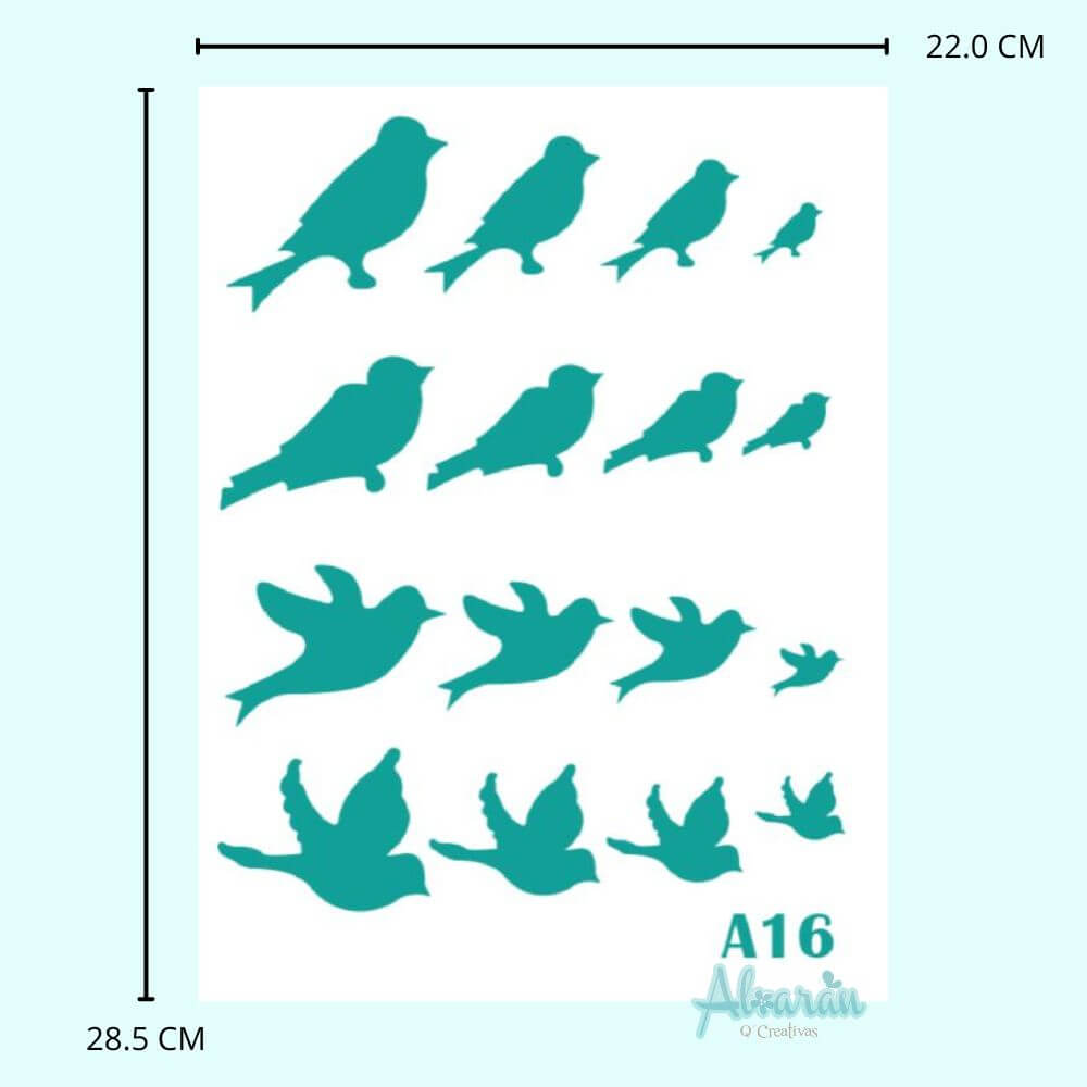 STENCIL PAJAROS A16