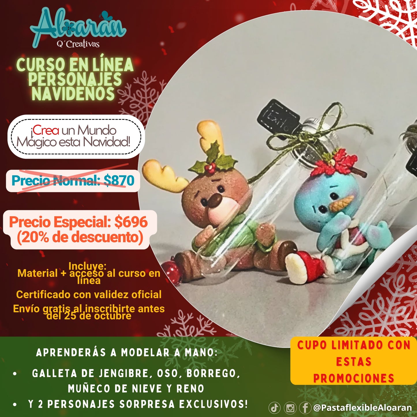 CURSO DE PASTA FLEXIBLE EN LINEA PERSONAJES NAVIDEÑOS DULCEROS