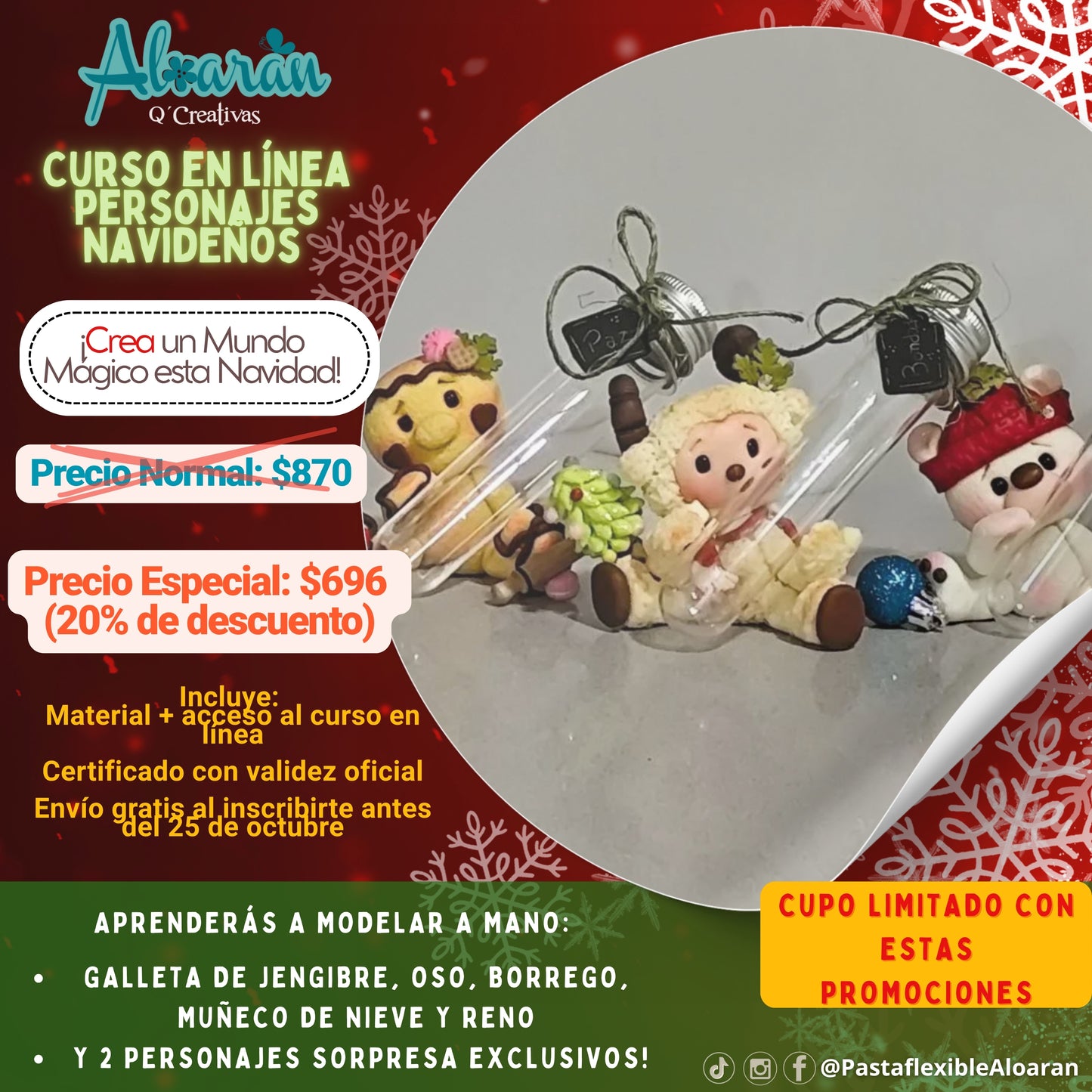 CURSO DE PASTA FLEXIBLE EN LINEA PERSONAJES NAVIDEÑOS DULCEROS