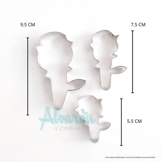 CORTADORES DE ROSA CON TALLO COMPLETA X 3