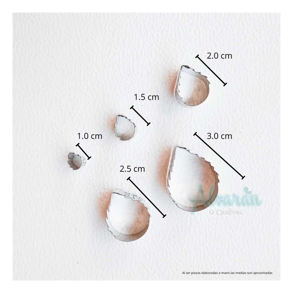 CORTADORES DE PETALO Y HOJA ROSA (GOTA) MINI X 10