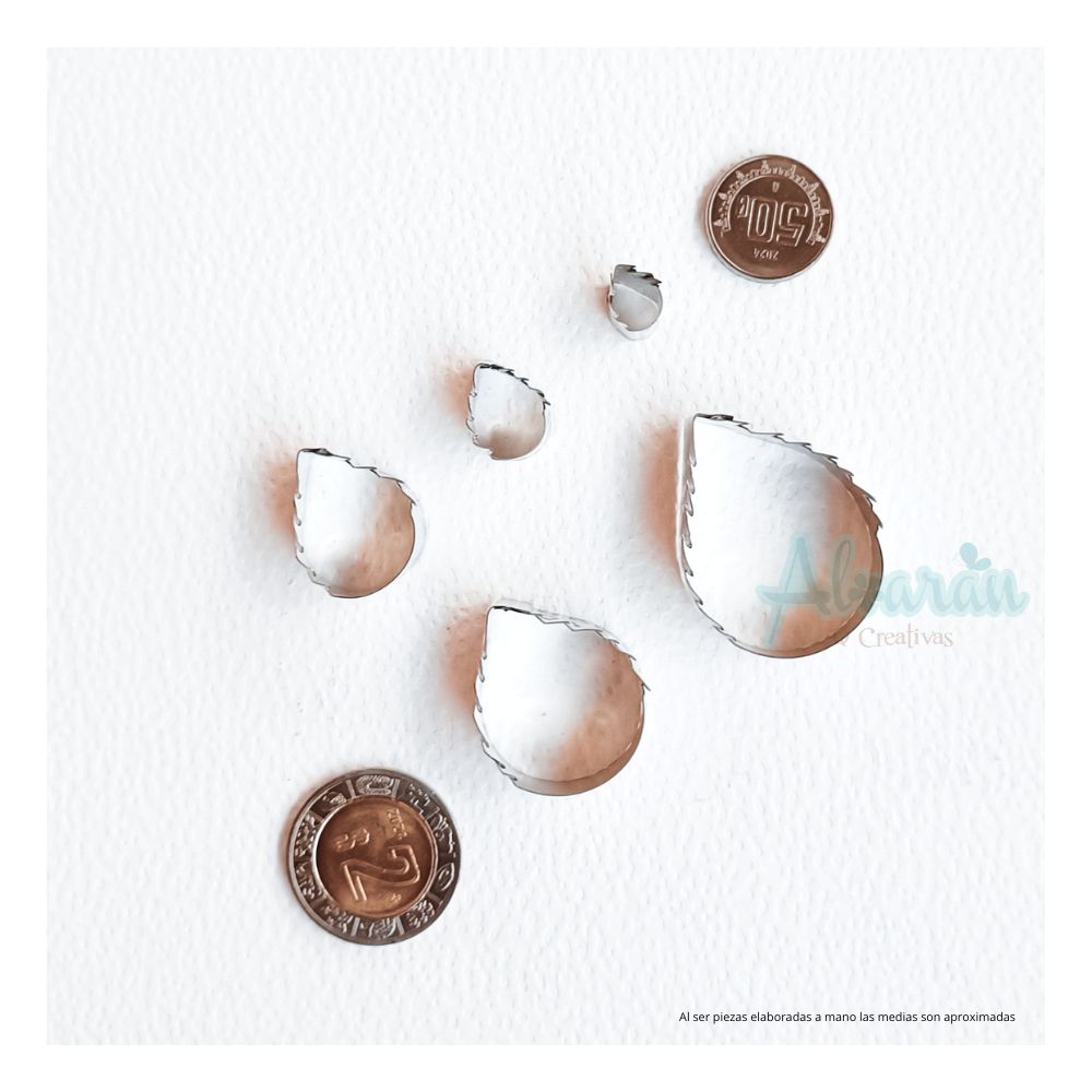 CORTADORES DE PETALO Y HOJA ROSA (GOTA) MINI X 10