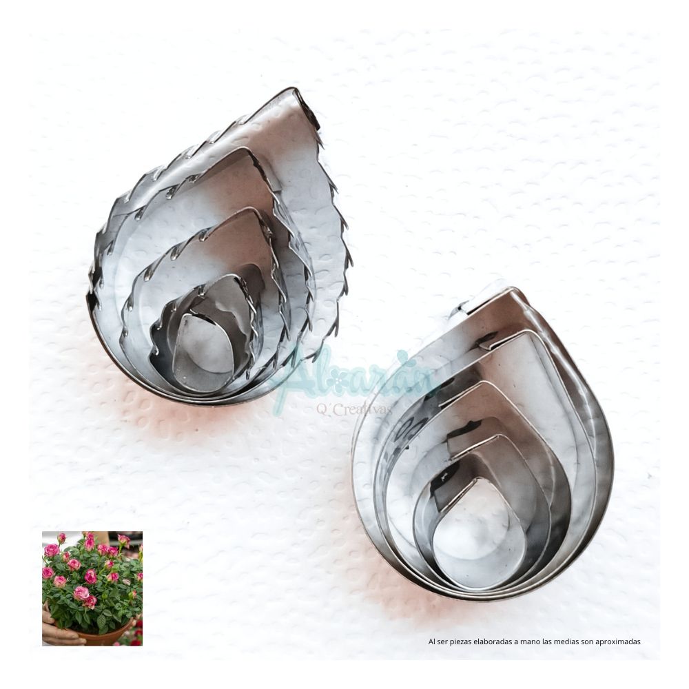 CORTADORES DE PETALO Y HOJA ROSA (GOTA) MINI X 10