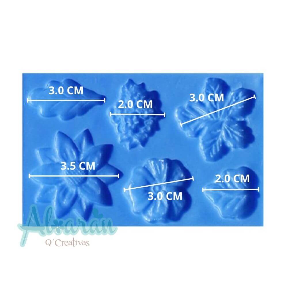MOLDE FLEXIBLE NO.2 FLORES Y HOJAS X 6