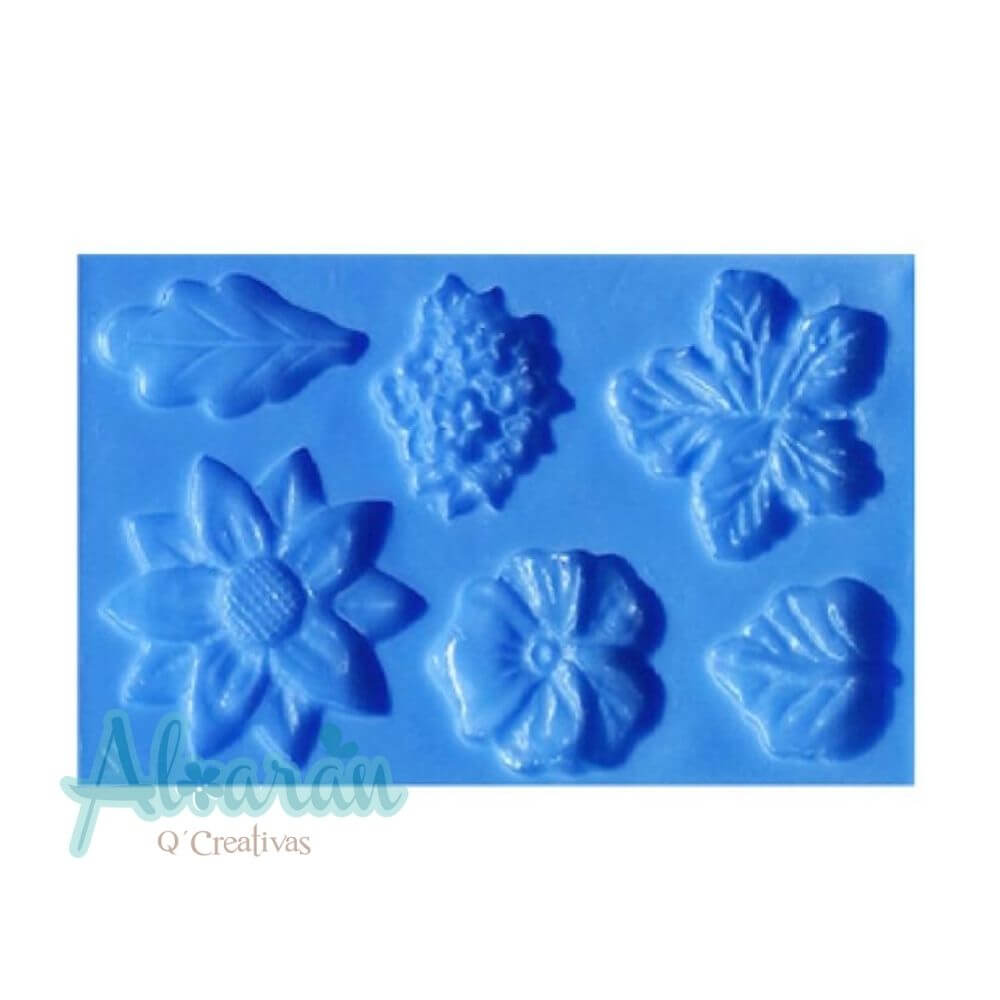 MOLDE FLEXIBLE NO.2 FLORES Y HOJAS X 6