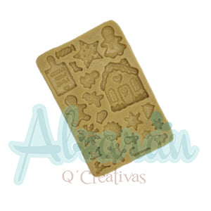 MOLDE DE SILICON FLEXIBLE ACCESORIOS NAVIDEÑOS X 22