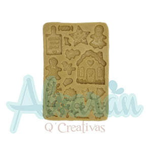 MOLDE DE SILICON FLEXIBLE ACCESORIOS NAVIDEÑOS X 22