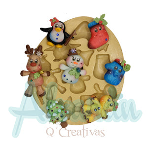 MOLDE DE SILICON FLEXIBLE PERSONAJES NAVIDAD X 10