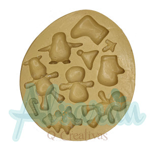 MOLDE DE SILICON FLEXIBLE PERSONAJES NAVIDAD X 10