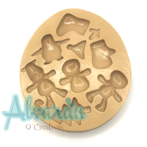 MOLDE DE SILICON FLEXIBLE PERSONAJES NAVIDAD X 10