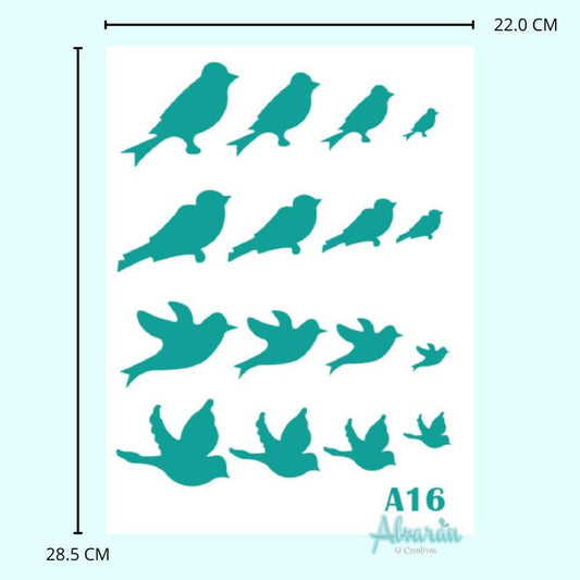 STENCIL PAJAROS A16